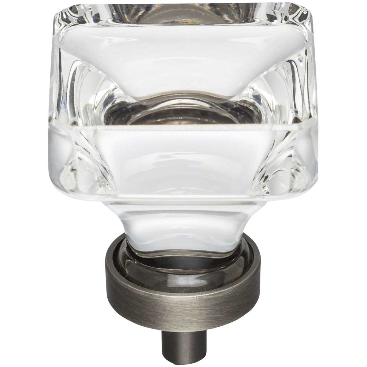 Jeffrey Alexander - G140L-DBAC - Harlow 1-3/8" Glam Square Glass Cabinet Knob / Drawer Knob in Brushed Oil Rubbed Bronze