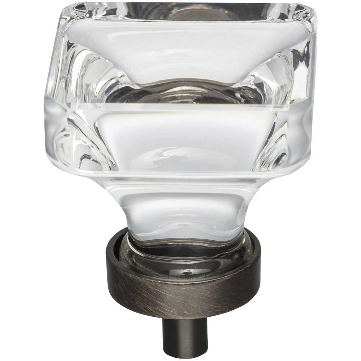 Jeffrey Alexander - G140L-DBAC - Harlow 1-3/8" Glam Square Glass Cabinet Knob / Drawer Knob in Brushed Oil Rubbed Bronze