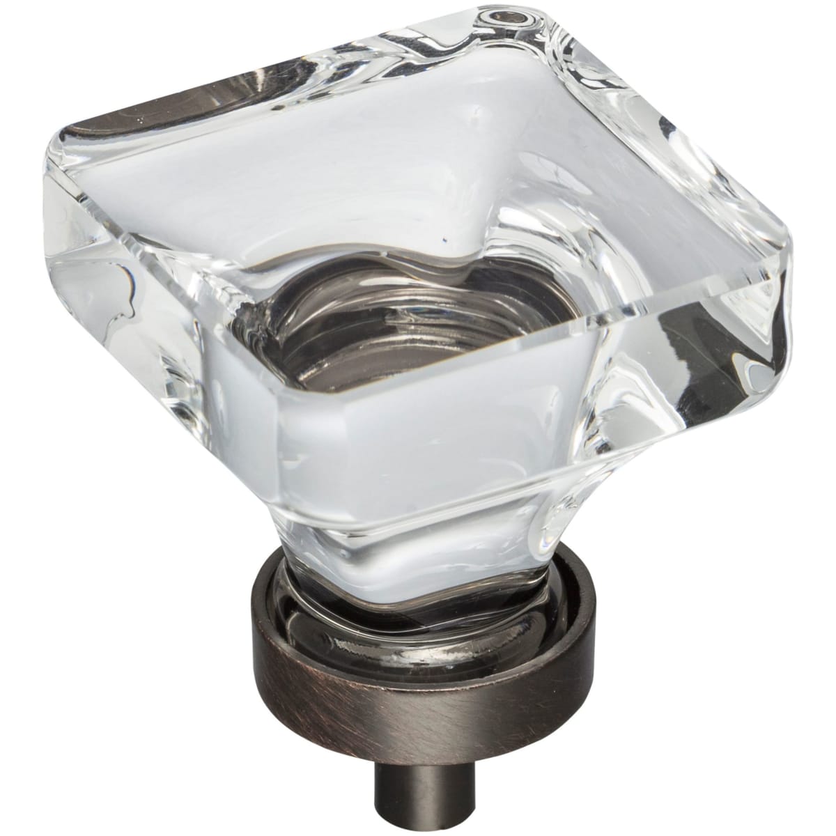 Jeffrey Alexander - G140L-DBAC - Harlow 1-3/8" Glam Square Glass Cabinet Knob / Drawer Knob in Brushed Oil Rubbed Bronze
