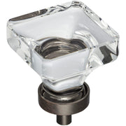 Jeffrey Alexander - G140L-DBAC - Harlow 1-3/8" Glam Square Glass Cabinet Knob / Drawer Knob in Brushed Oil Rubbed Bronze