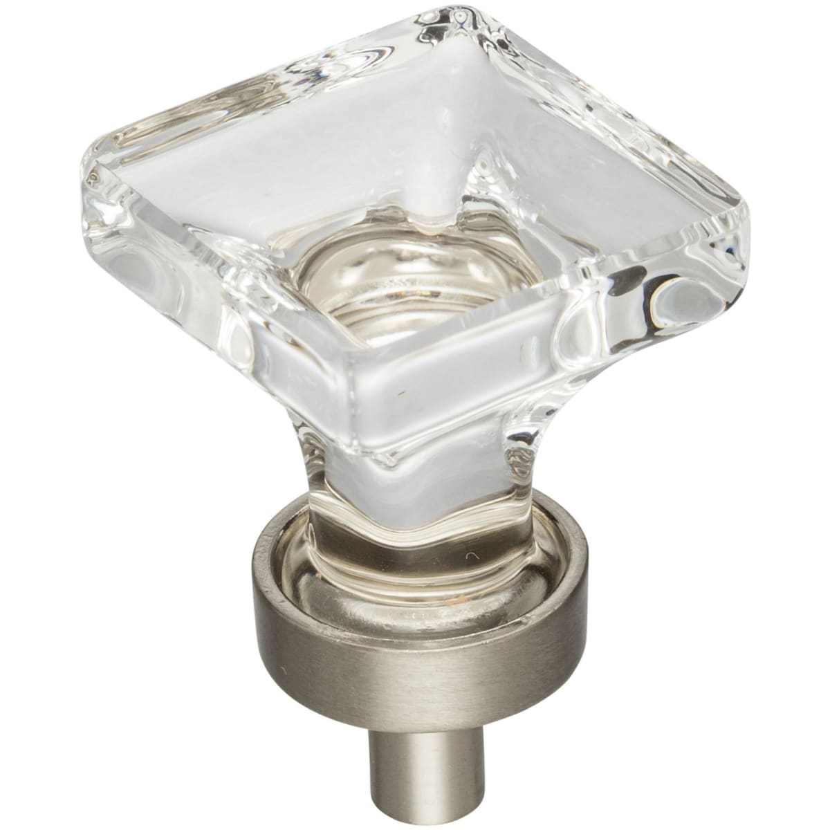 Jeffrey Alexander - G140SN - Harlow 1" Square Vintage Glam Glass Cabinet Knob / Drawer Knob in Satin Nickel