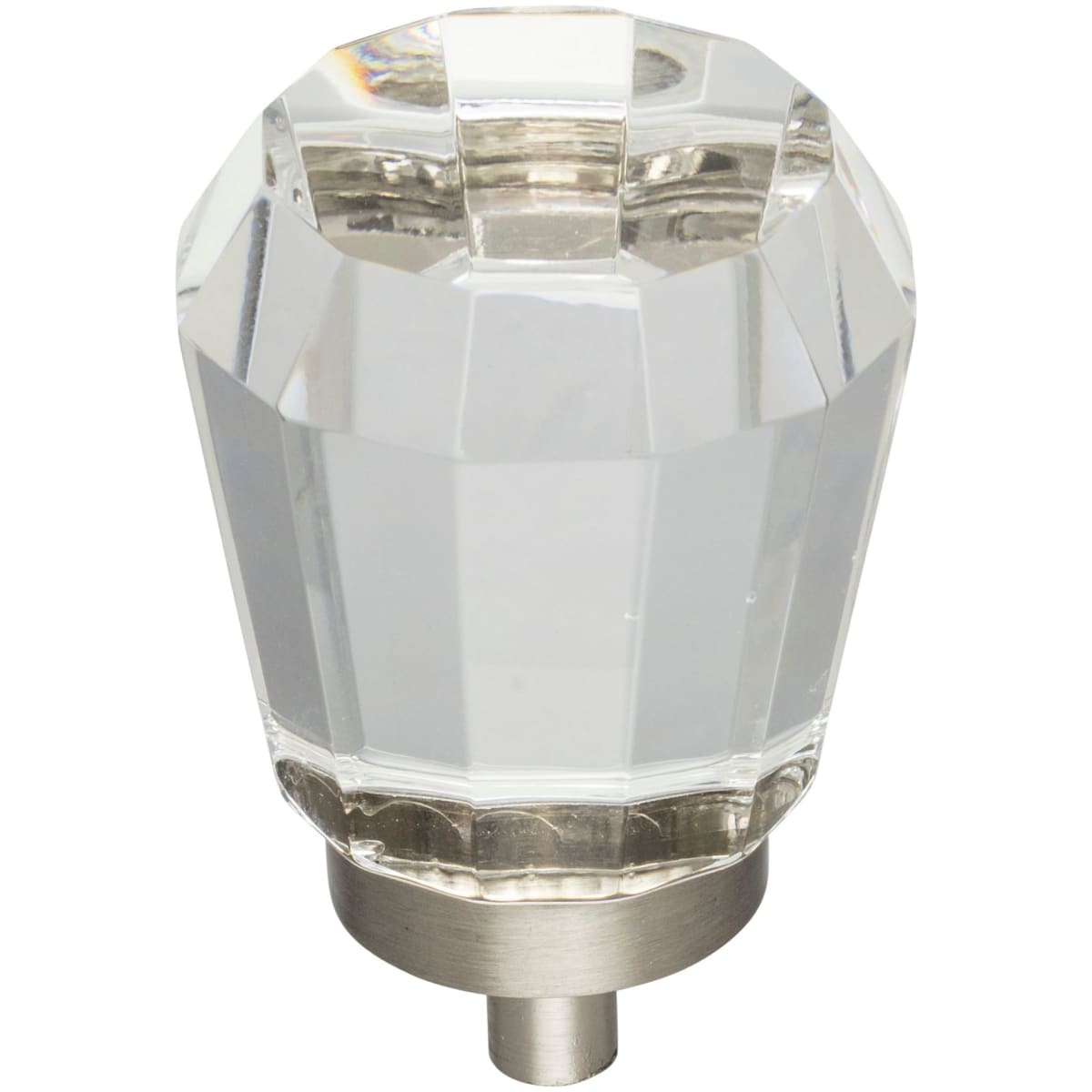 Jeffrey Alexander - G150L-SN - Harlow 1-1/4" Vintage Glam Faceted Glass Cabinet Knob / Drawer Knob in Satin Nickel