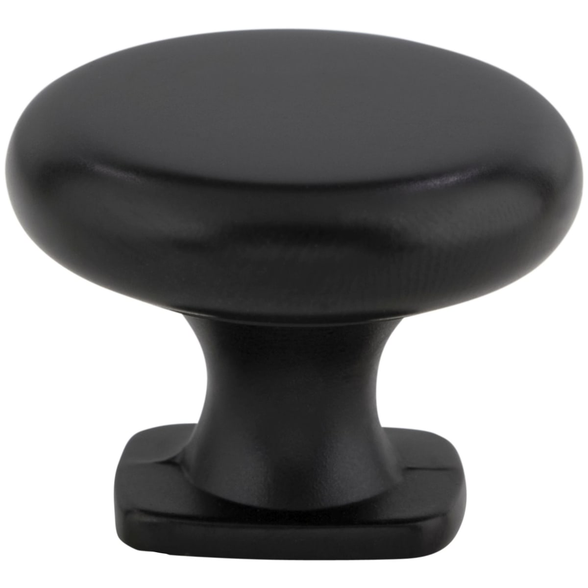 Jeffrey Alexander - MO6303MB - Belcastel 1 - 1-3/8" Traditional Classic Round Mushroom Cabinet Knob with Square Platform Base in Matte Black