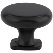 Jeffrey Alexander - MO6303MB - Belcastel 1 - 1-3/8" Traditional Classic Round Mushroom Cabinet Knob with Square Platform Base in Matte Black