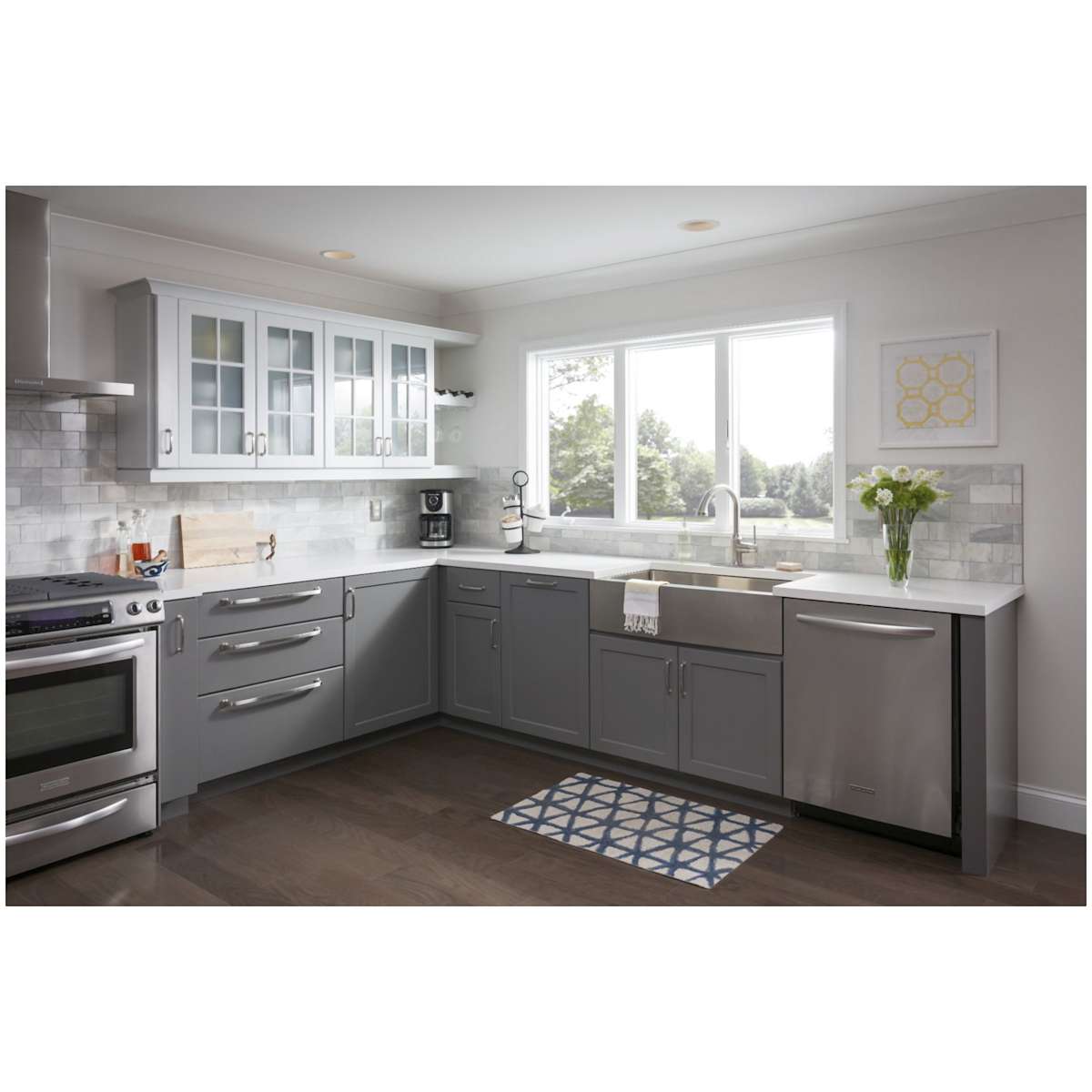 Jeffrey Alexander - MO6373-128BNBDL - Belcastel 1 - 5-1/16" (128 mm) Center to Center Soft Square Cabinet Handle / Drawer Pull in Brushed Pewter