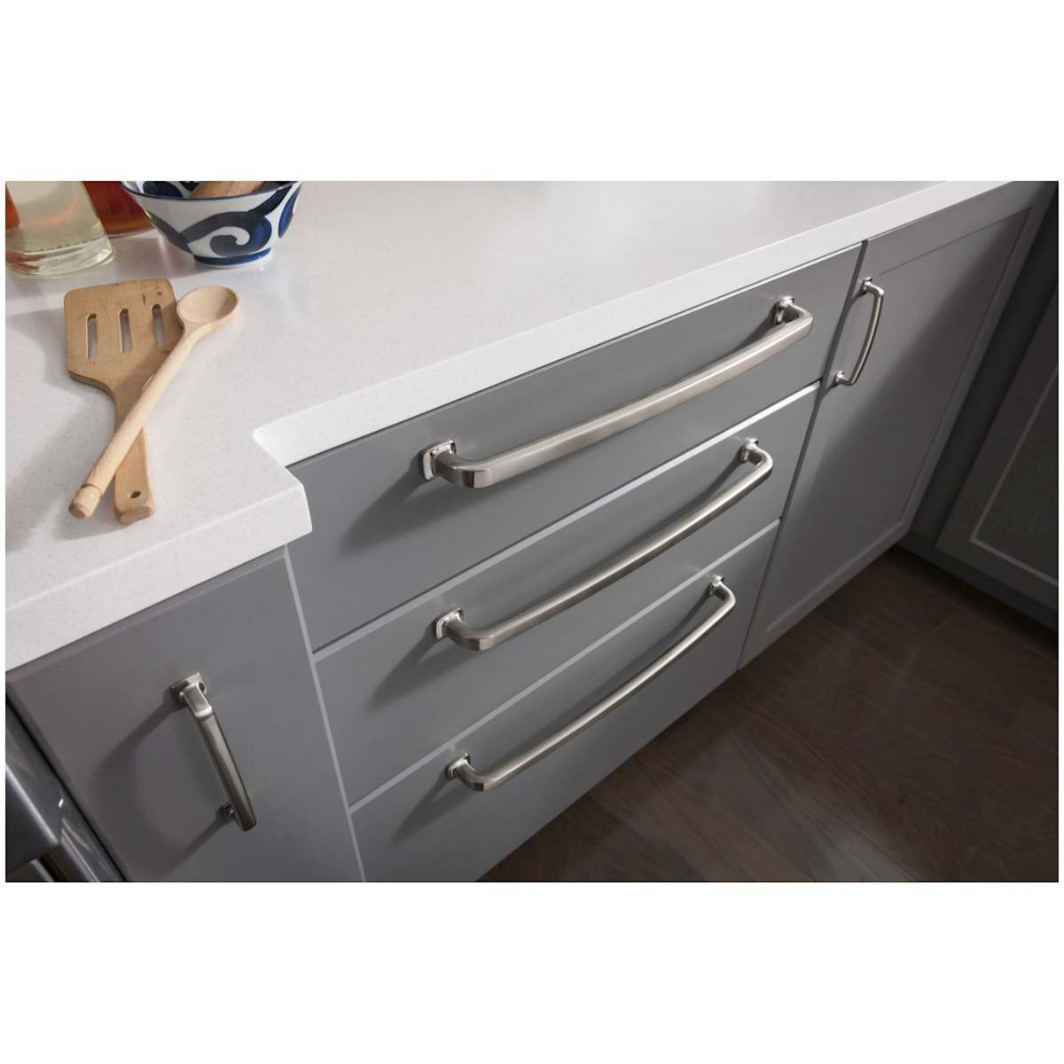 Jeffrey Alexander - MO6373-128BNBDL - Belcastel 1 - 5-1/16" (128 mm) Center to Center Soft Square Cabinet Handle / Drawer Pull in Brushed Pewter
