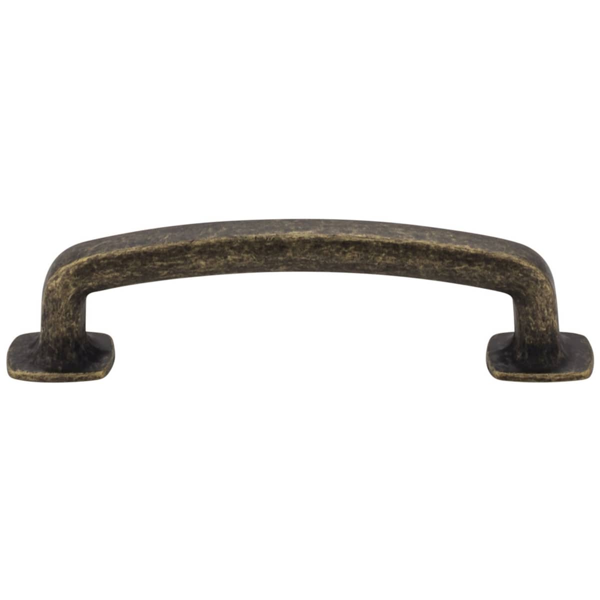 Jeffrey Alexander - MO6373SIM-D - Belcastel 1 - 3-3/4" (96 mm) Center to Center Soft Square Bold Cabinet Handle / Drawer Pull with Square Feet in Distressed Antique Silver