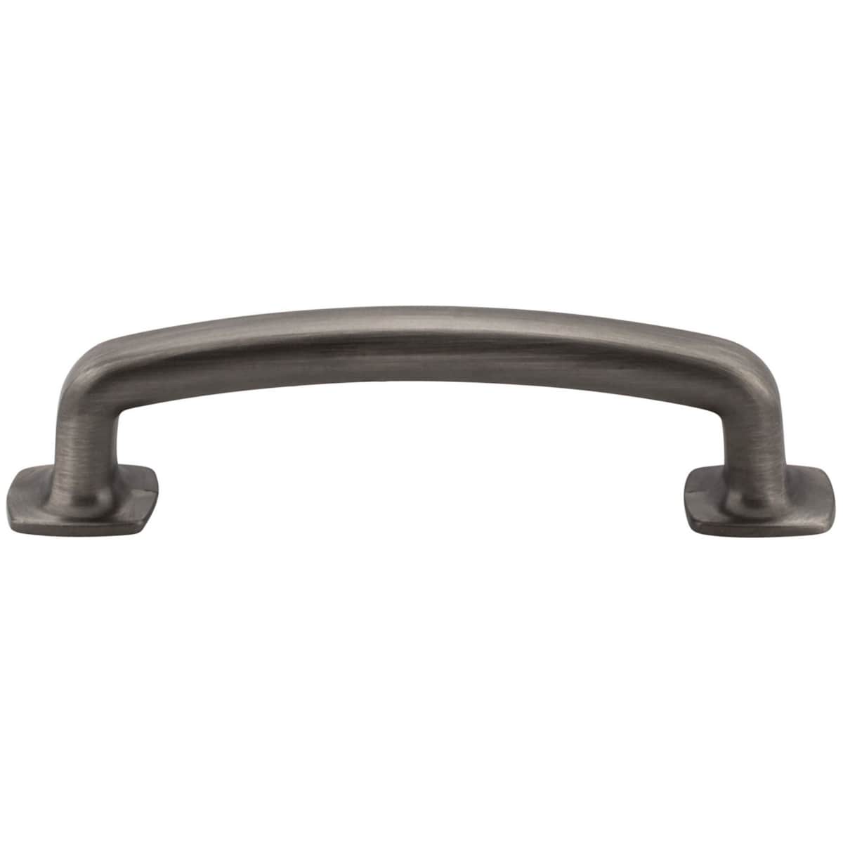 Jeffrey Alexander - MO6373SIM-D - Belcastel 1 - 3-3/4" (96 mm) Center to Center Soft Square Bold Cabinet Handle / Drawer Pull with Square Feet in Distressed Antique Silver