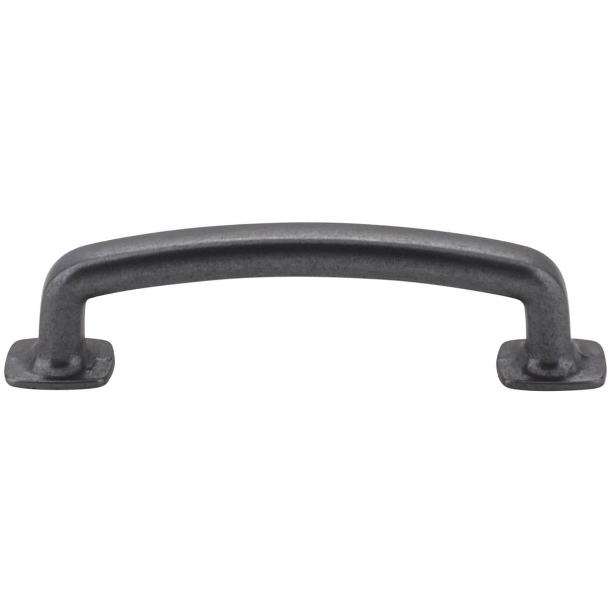 Jeffrey Alexander - MO6373SIM-D - Belcastel 1 - 3-3/4" (96 mm) Center to Center Soft Square Bold Cabinet Handle / Drawer Pull with Square Feet in Distressed Antique Silver