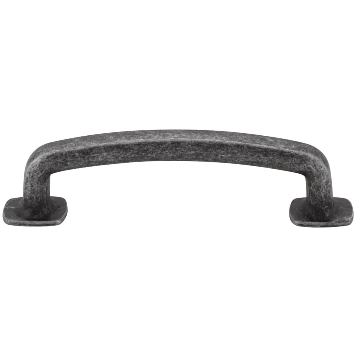 Jeffrey Alexander - MO6373SIM-D - Belcastel 1 - 3-3/4" (96 mm) Center to Center Soft Square Bold Cabinet Handle / Drawer Pull with Square Feet in Distressed Antique Silver