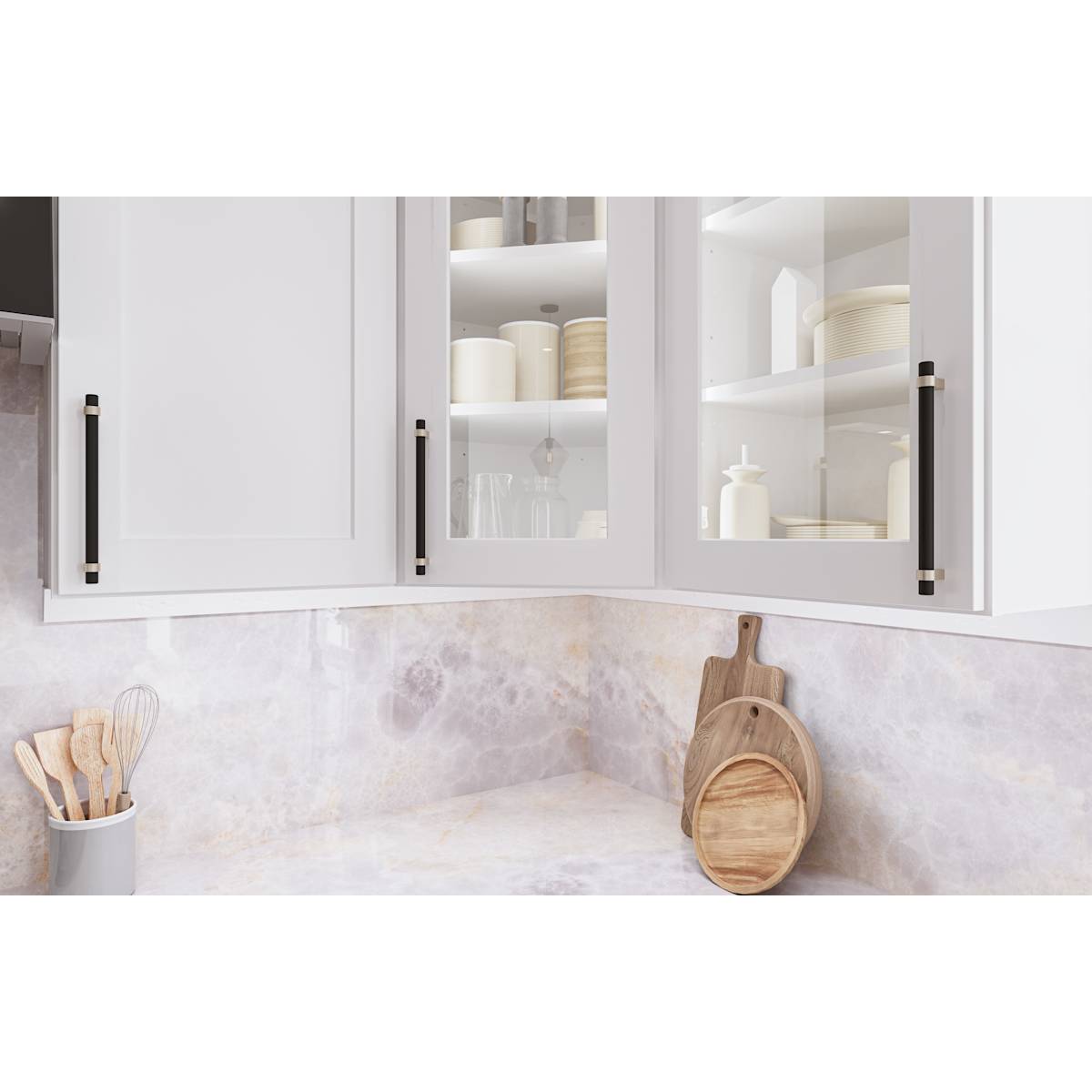 Jeffrey Alexander - 5128SN - Key Grande 5-1/16" (128 mm) Center to Center Modern Industrial Pipe Style Bar Cabinet Handle / Drawer Pull - Split Finish in Satin Nickel