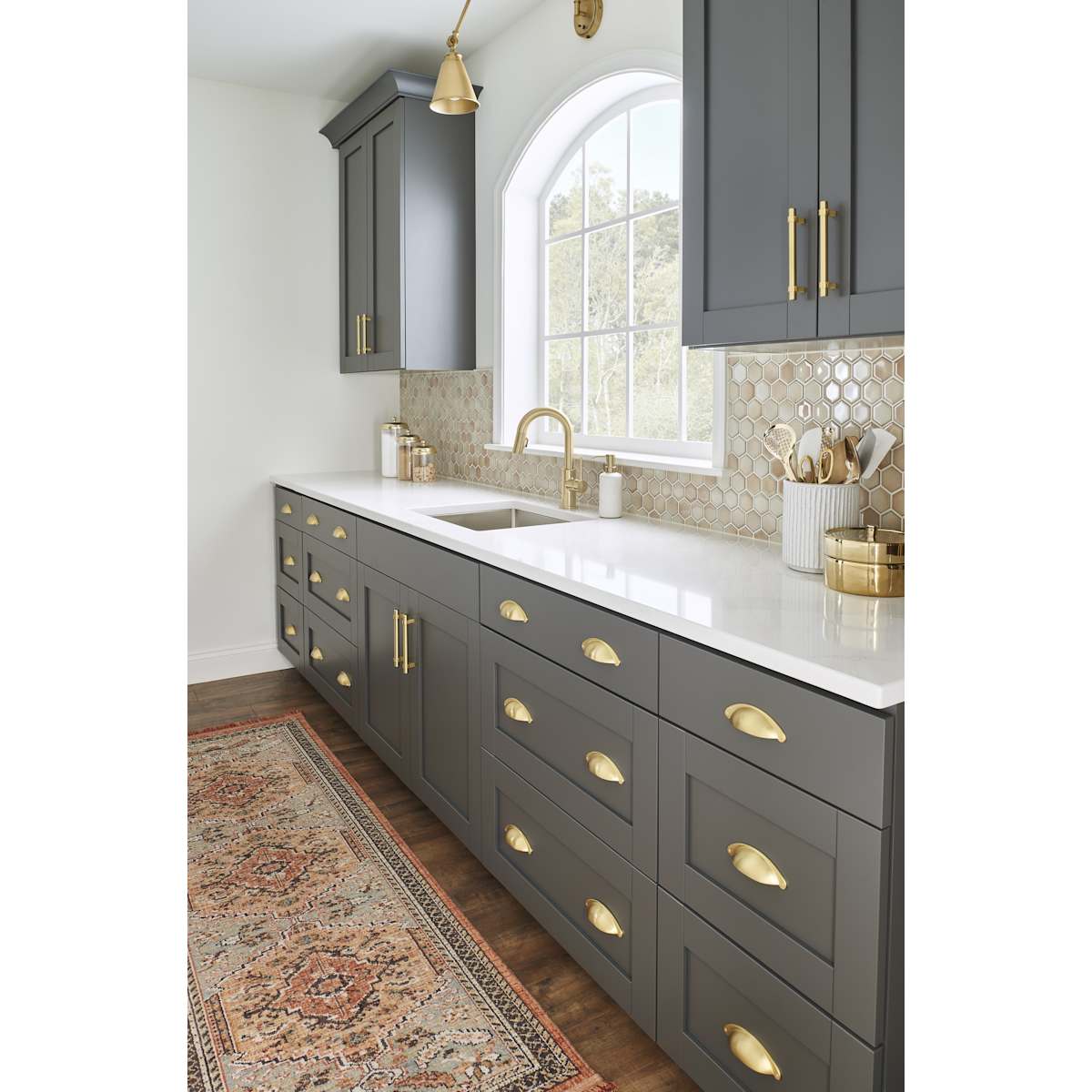 Jeffrey Alexander - 8233BG - Lyon 3" Center to Center Rustic Country Cabinet Cup Pull / Drawer Cup Handle in Brushed Gold