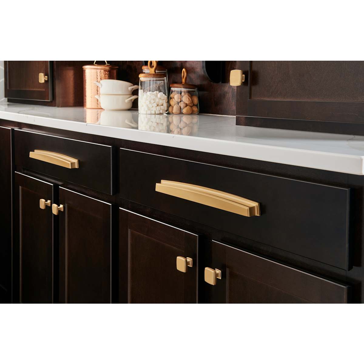 Jeffrey Alexander - 141-192BNBDL - Renzo 7-9/16" Center to Center Modern Square Cabinet Cup Handle / Drawer Cup Pull in Brushed Pewter