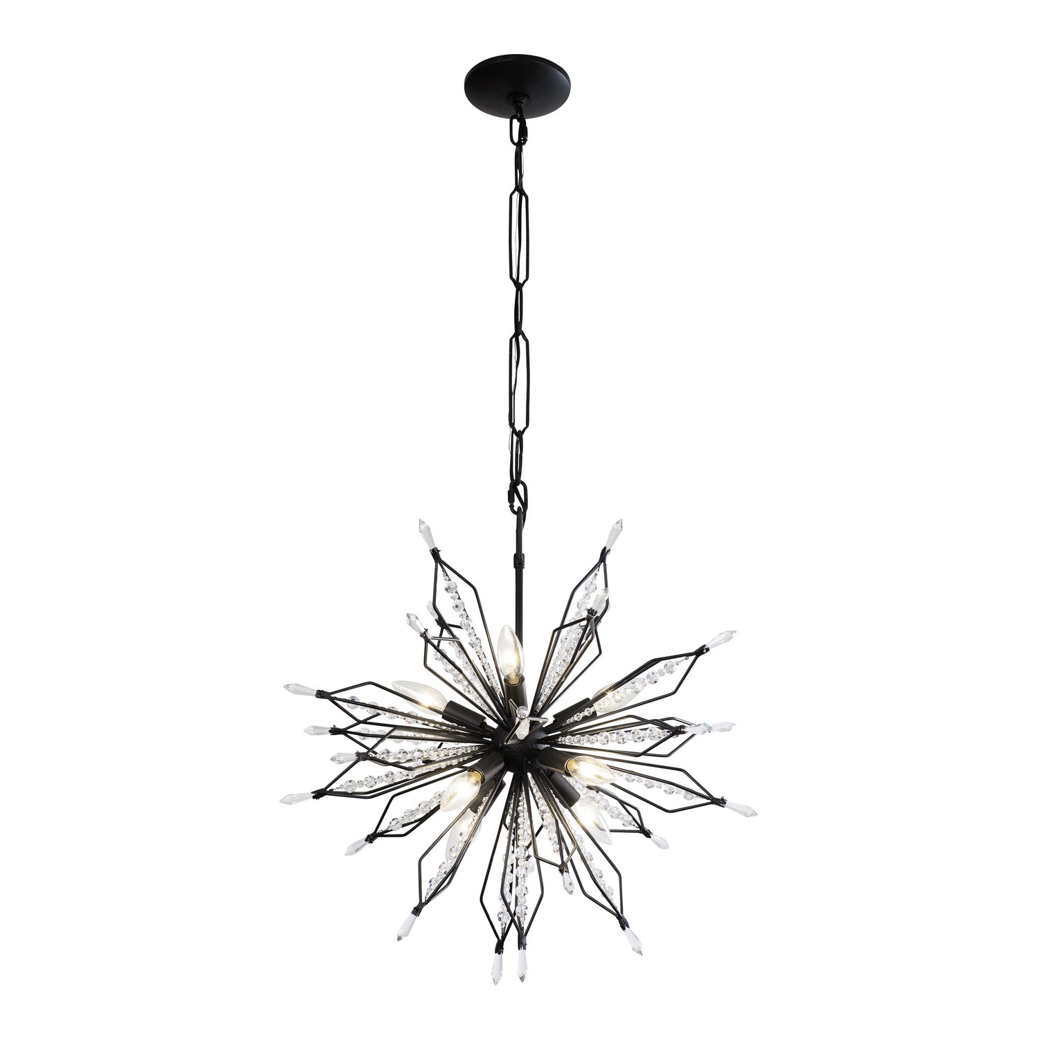 Varaluz - 311P08CB - Eight Light Pendant - Orbital - Carbon