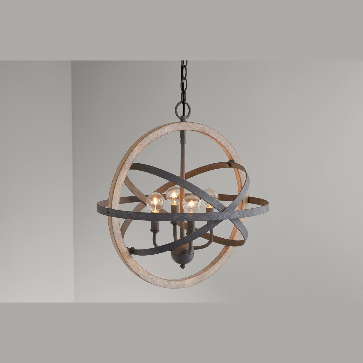 Capital Lighting - 330544IW - Four Light Pendant - Bluffton - Iron and Wood