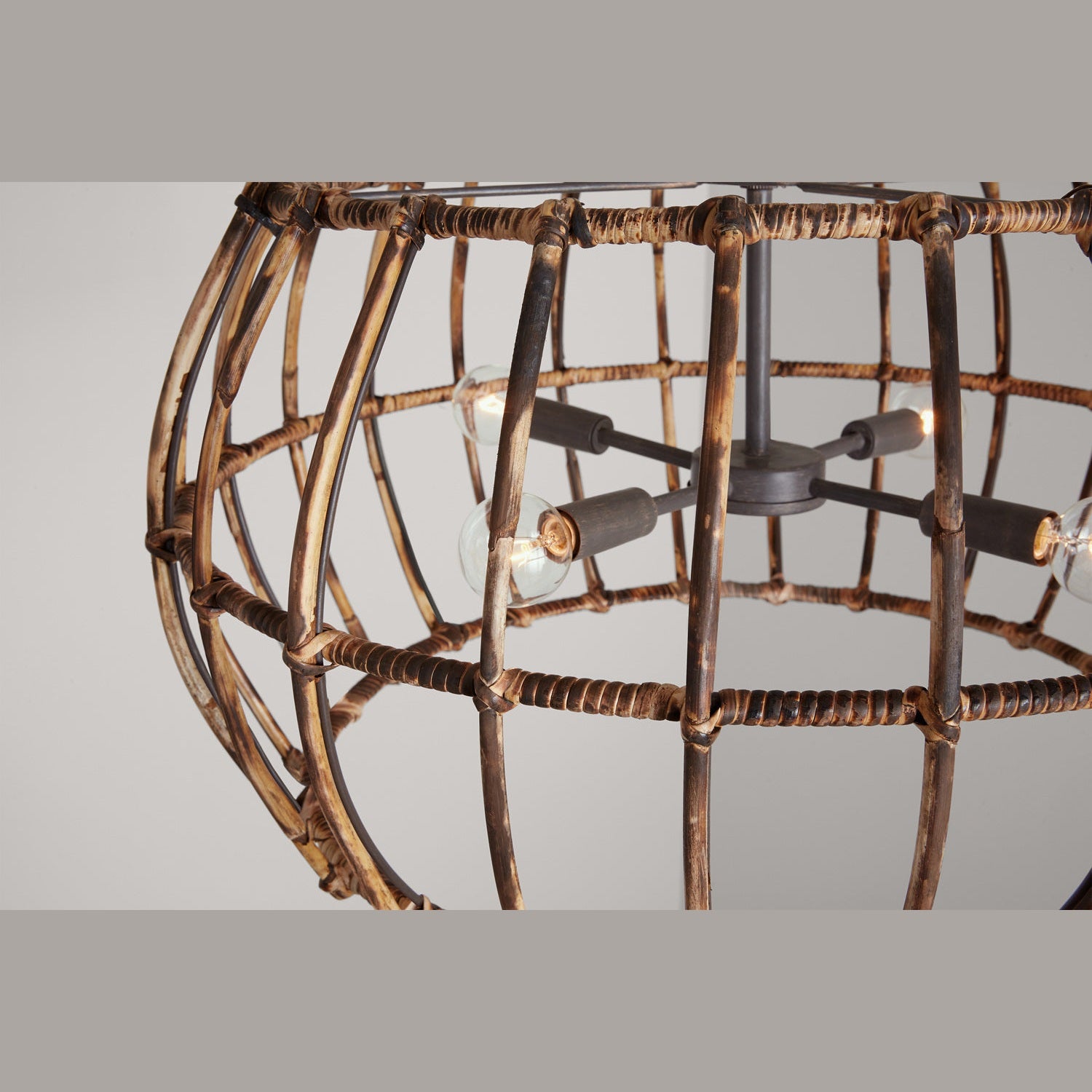 Capital Lighting - 335742BY - Four Light Pendant - Sanibel - Blazed Rattan and Nordic Grey