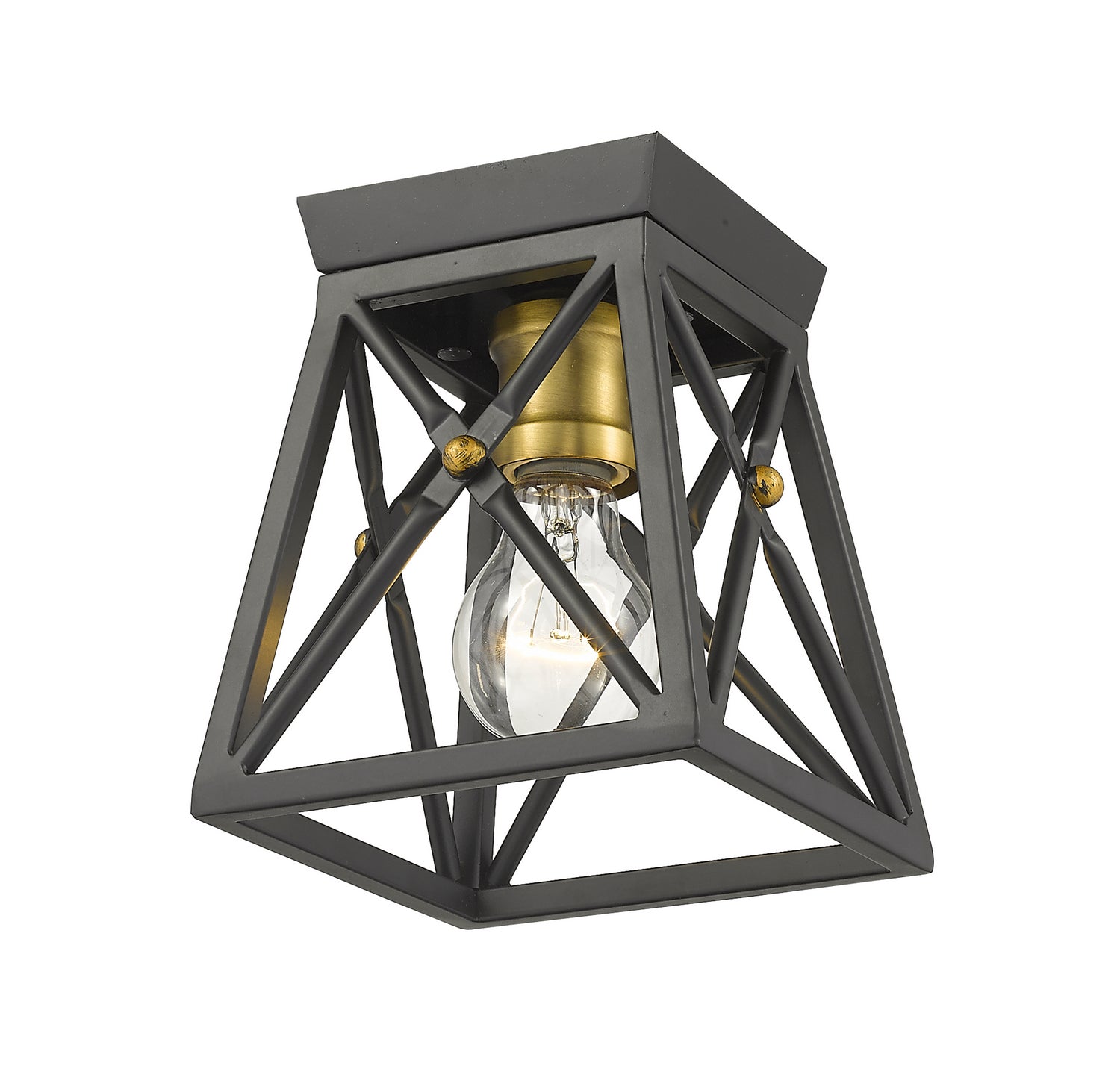 Z-Lite - 447F1-MB-OBR - One Light Flush Mount - Trestle - Matte Black + Olde Brass