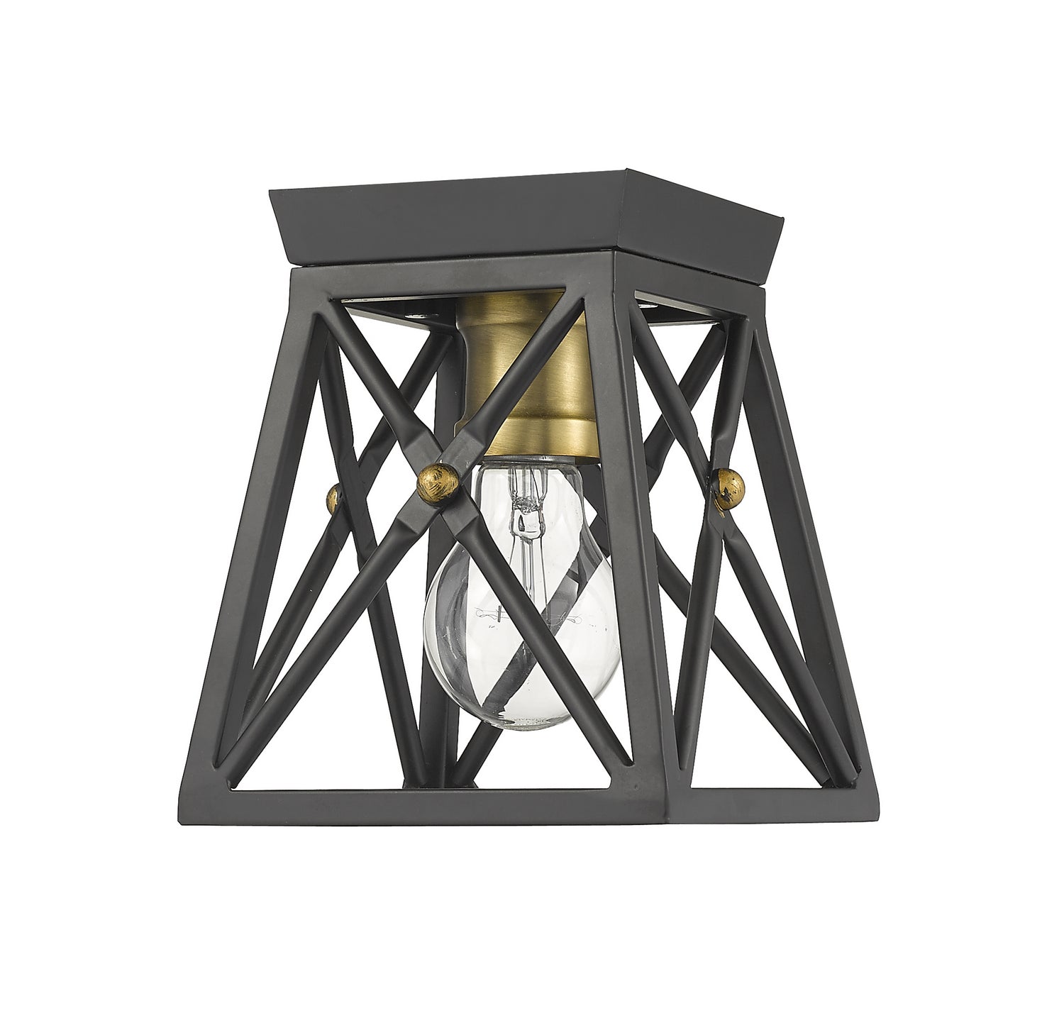 Z-Lite - 447F1-MB-OBR - One Light Flush Mount - Trestle - Matte Black + Olde Brass