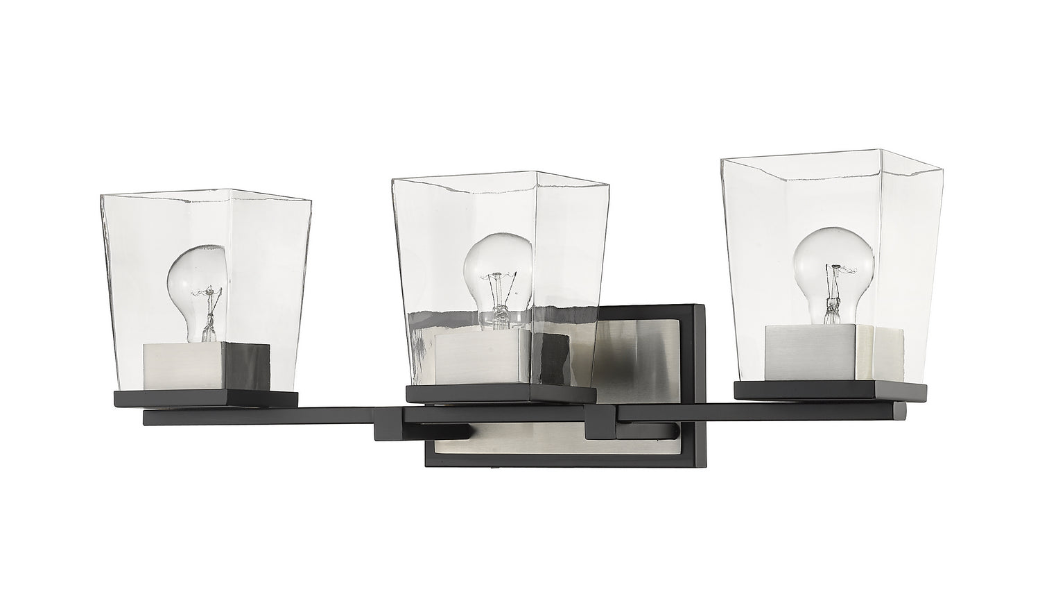 Z-Lite - 475-3V-MB-BN - Three Light Vanity - Bleeker Street - Matte Black + Brushed Nickel