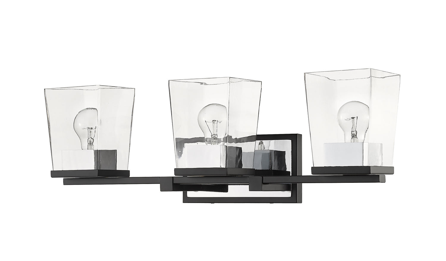 Z-Lite - 475-3V-MB-CH - Three Light Vanity - Bleeker Street - Matte Black + Chrome