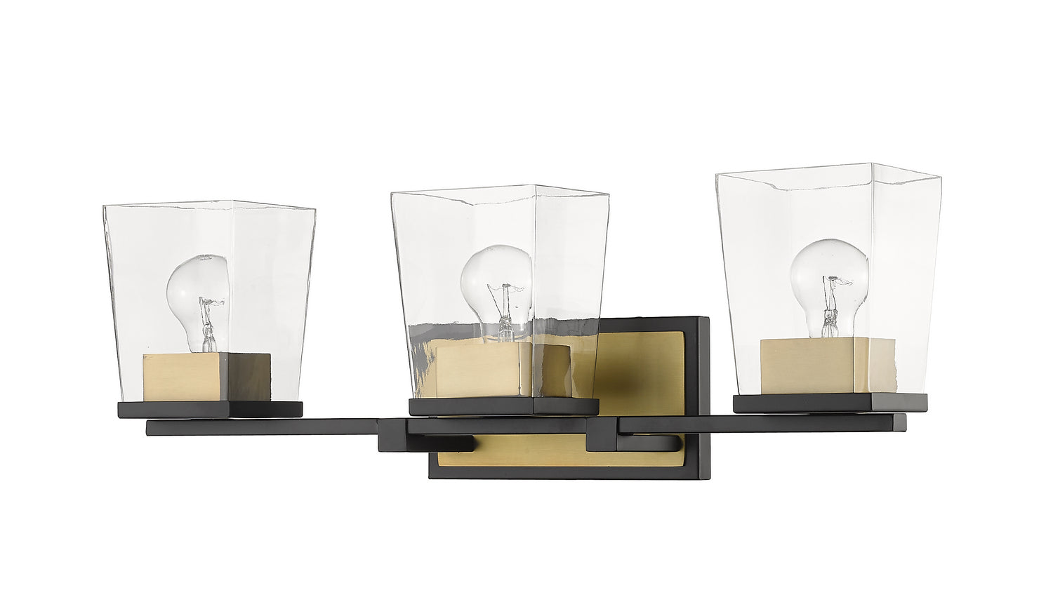 Z-Lite - 475-3V-MB-OBR - Three Light Vanity - Bleeker Street - Matte Black + Olde Brass