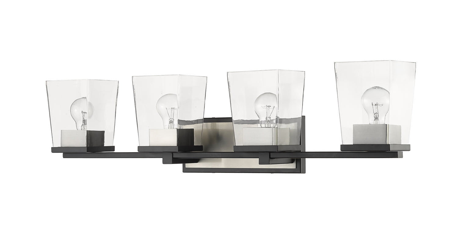 Z-Lite - 475-4V-MB-BN - Four Light Vanity - Bleeker Street - Matte Black + Brushed Nickel