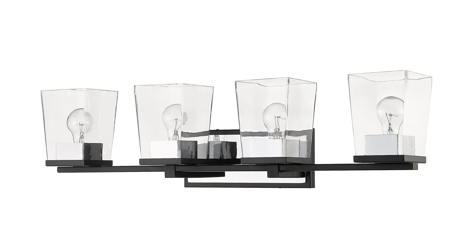 Z-Lite - 475-4V-MB-CH - Four Light Vanity - Bleeker Street - Matte Black + Chrome