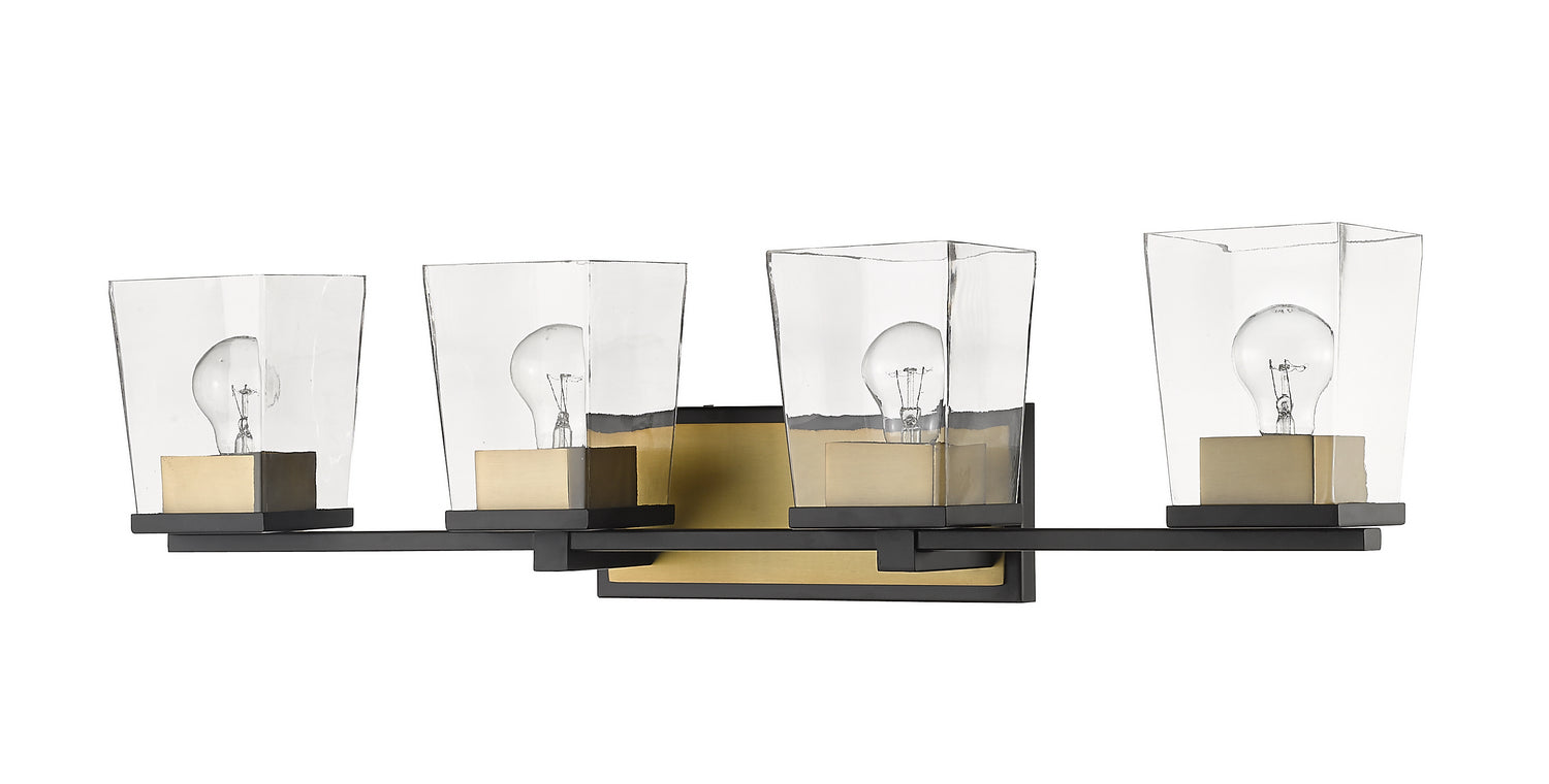 Z-Lite - 475-4V-MB-OBR - Four Light Vanity - Bleeker Street - Matte Black + Olde Brass