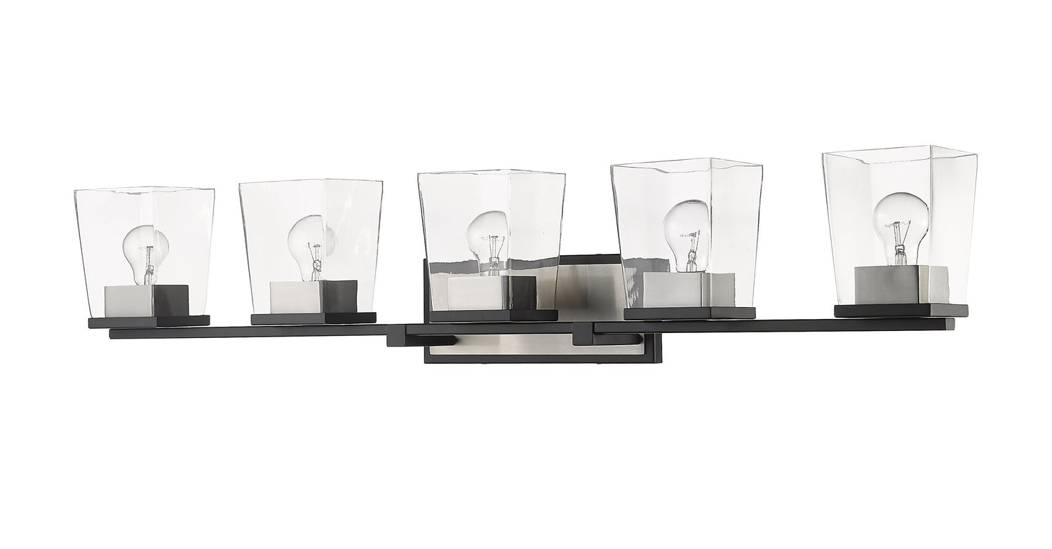 Z-Lite - 475-5V-MB-BN - Five Light Vanity - Bleeker Street - Matte Black + Brushed Nickel