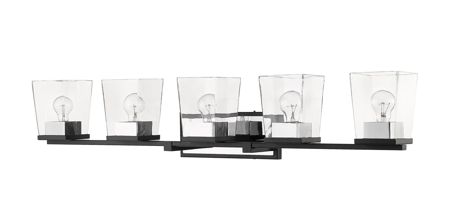 Z-Lite - 475-5V-MB-CH - Five Light Vanity - Bleeker Street - Matte Black + Chrome