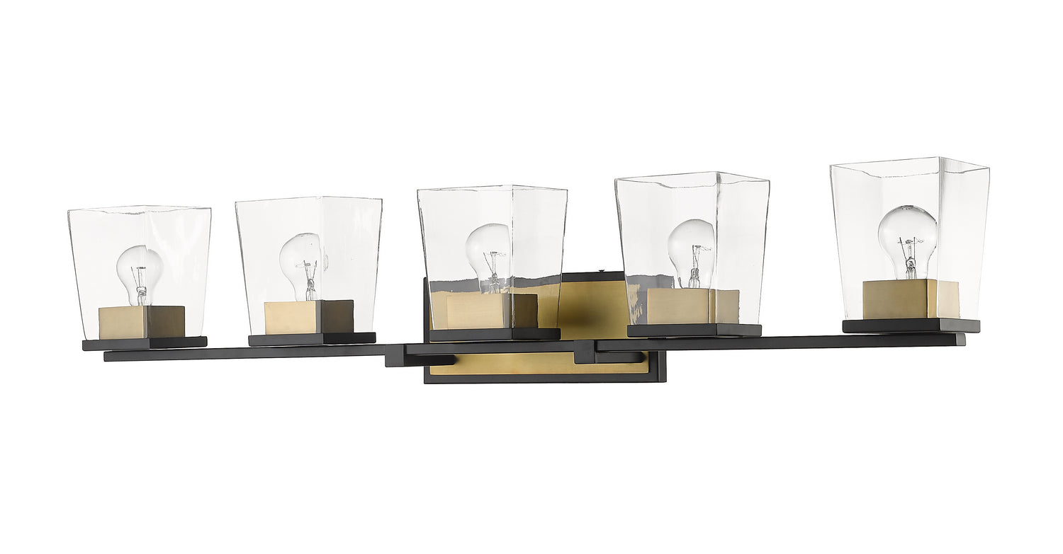 Z-Lite - 475-5V-MB-OBR - Five Light Vanity - Bleeker Street - Matte Black + Olde Brass