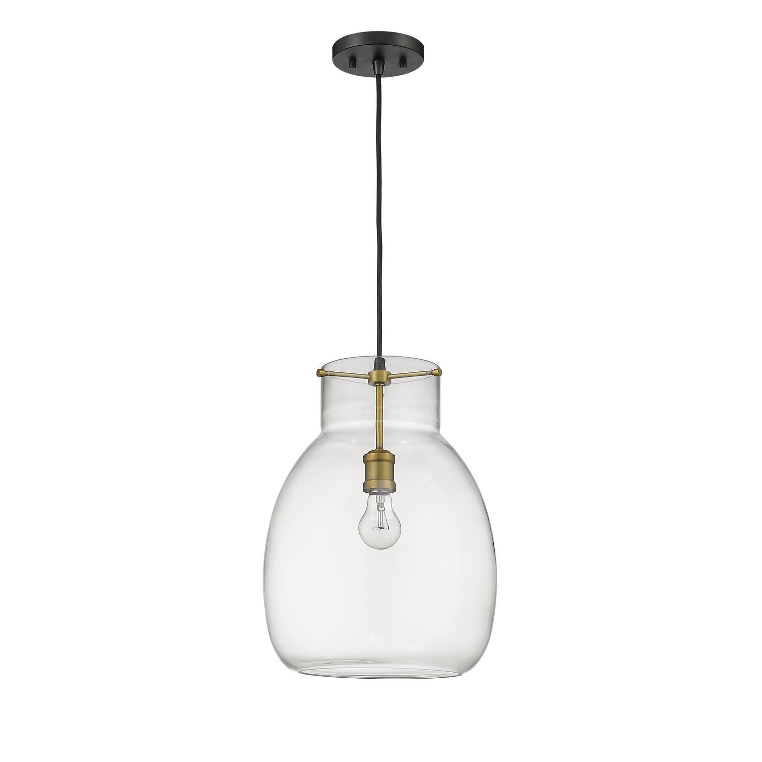 Z-Lite - 476P-MB-OBR - One Light Pendant - Bella - Matte Black + Olde Brass