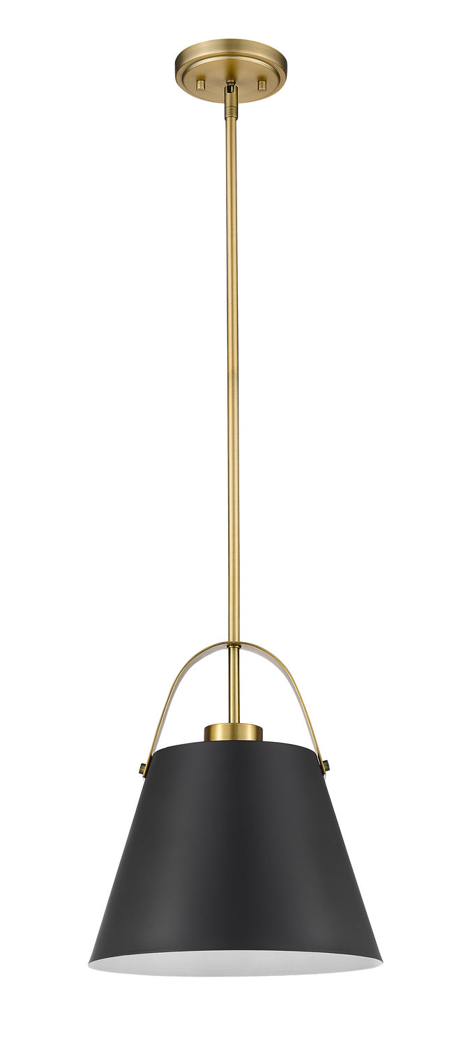 Z-Lite - 726P-MB+HBR - One Light Pendant - Z-Studio - Matte Black + Heritage Brass