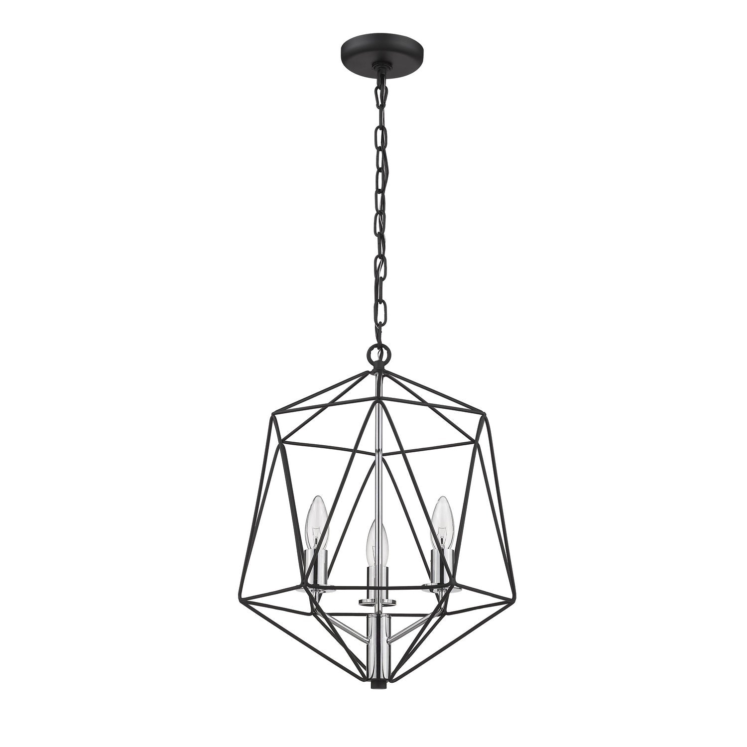 Z-Lite - 918-14MB-CH - Three Light Chandelier - Geo - Matte Black + Chrome