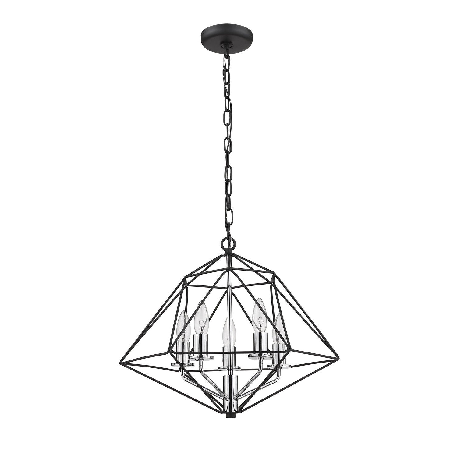 Z-Lite - 918-18MB-CH - Five Light Chandelier - Geo - Matte Black + Chrome