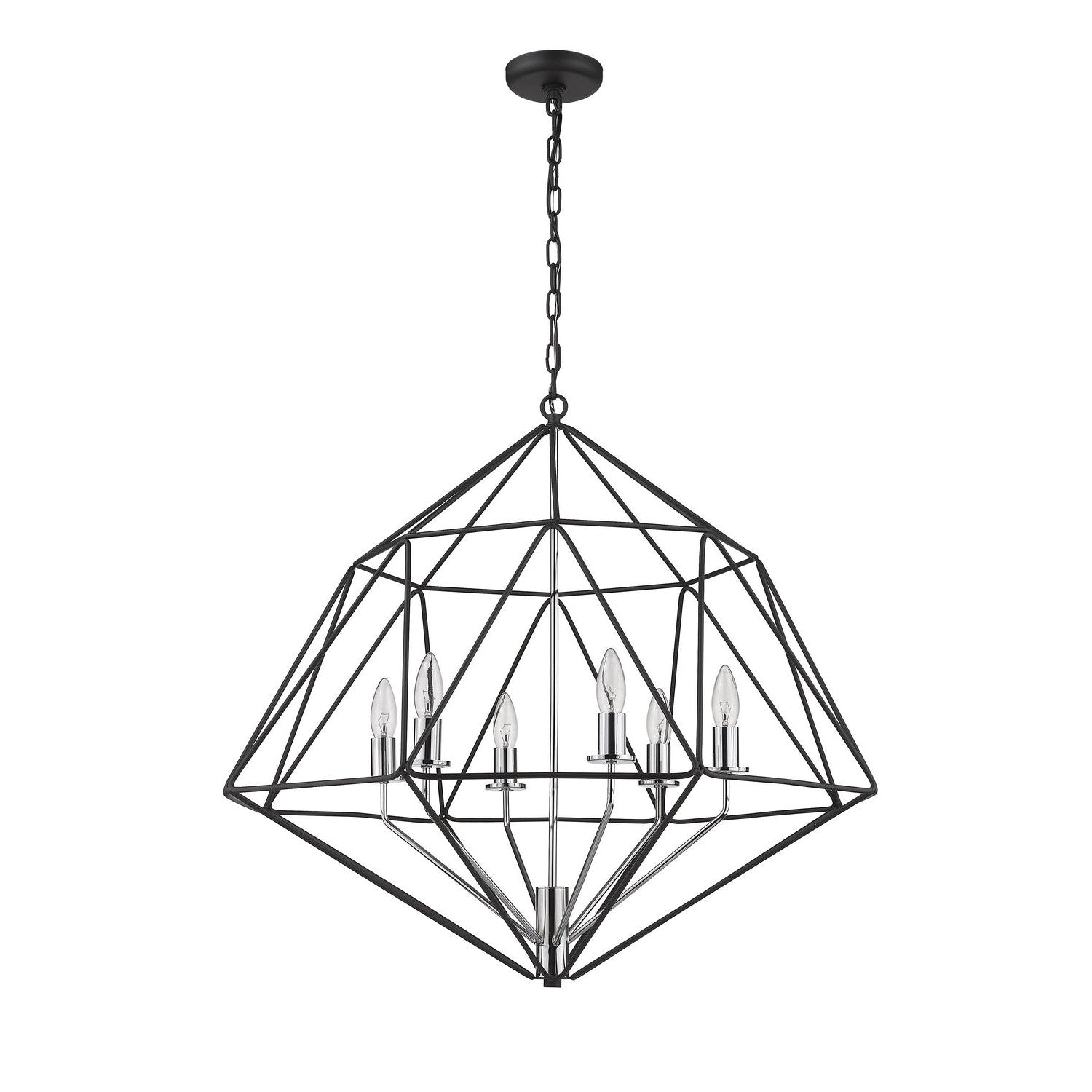 Z-Lite - 918-30MB-CH - Six Light Chandelier - Geo - Matte Black + Chrome