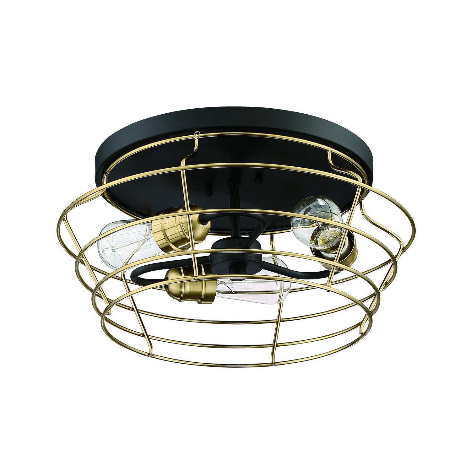 Craftmade - 50683-FBSB - Three Light Flushmount - Thatcher - Flat Black/Satin Brass