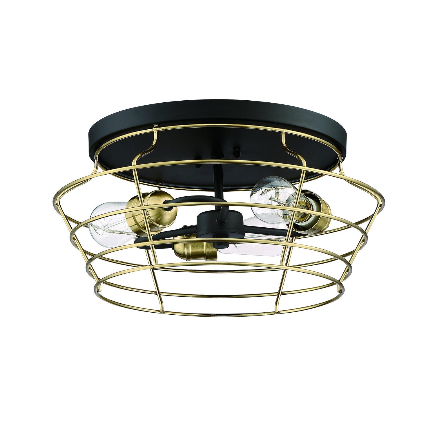 Craftmade - 50683-FBSB - Three Light Flushmount - Thatcher - Flat Black/Satin Brass