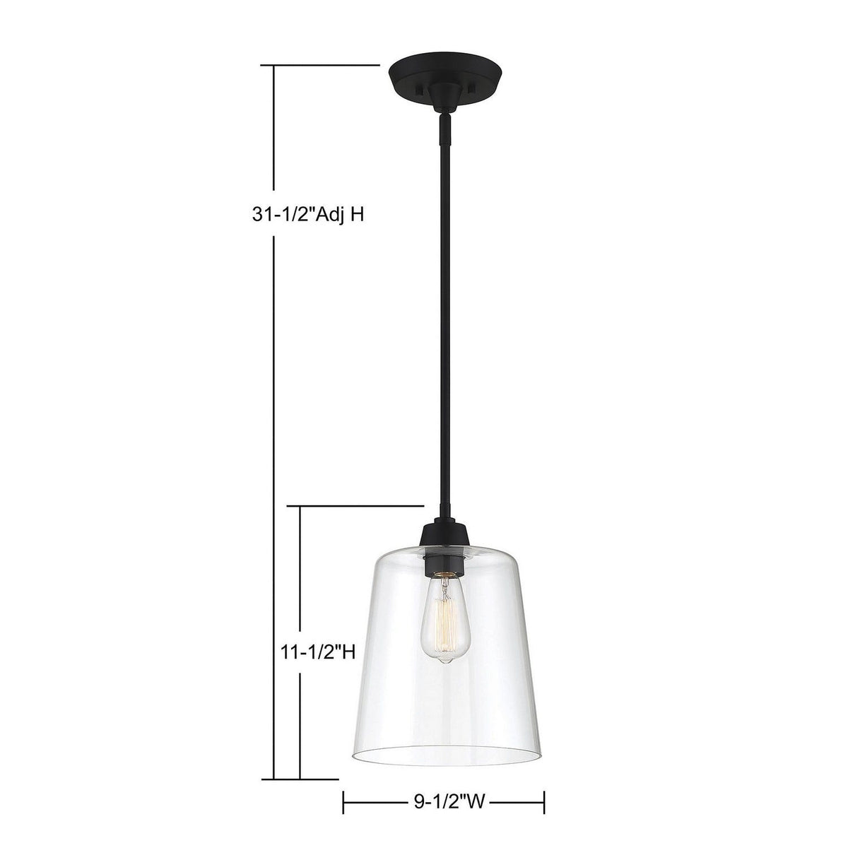 Meridian - M70081MBK - One Light Pendant - Mpend - Matte Black