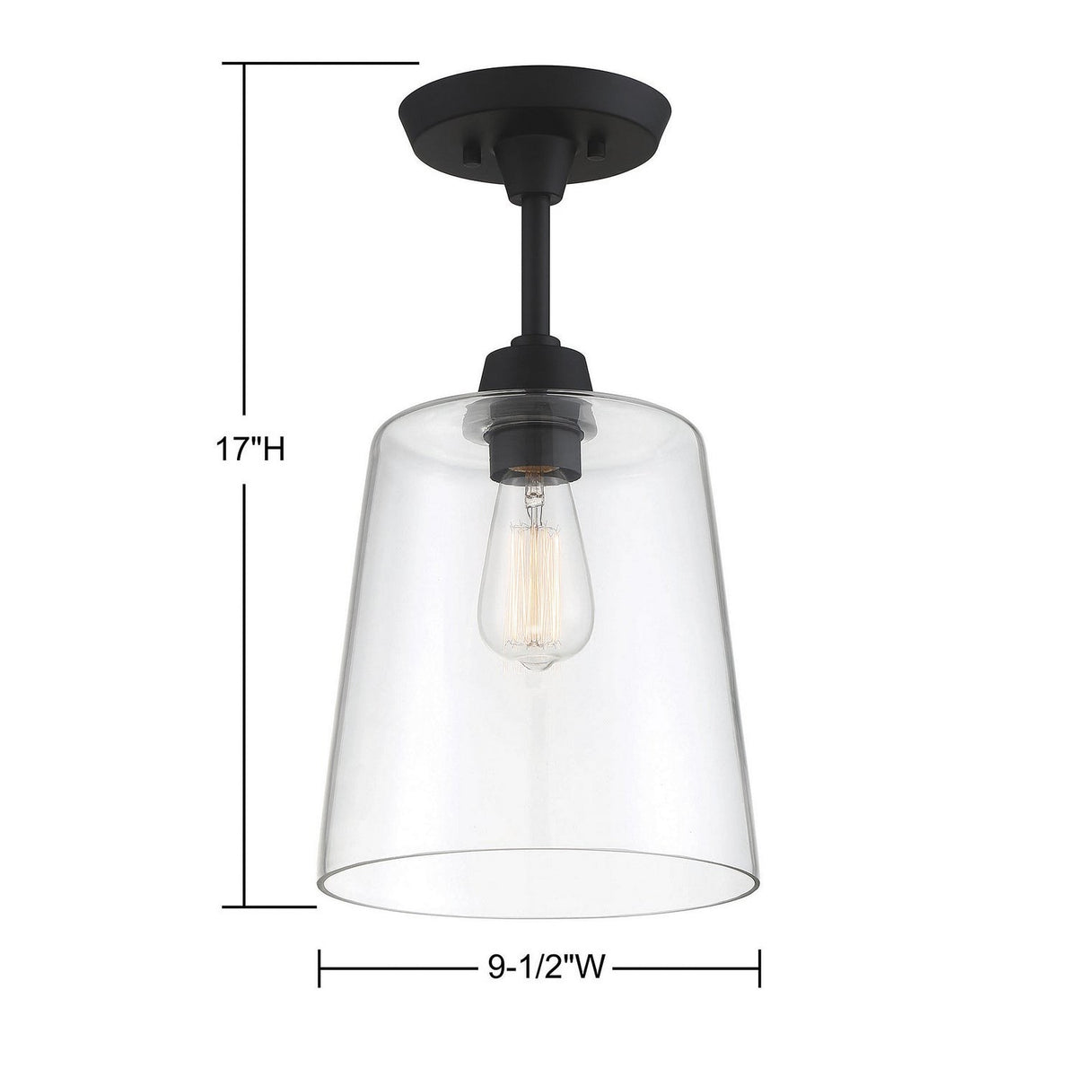 Meridian - M60010MBK - One Light Semi-Flush Mount - Msemi - Matte Black