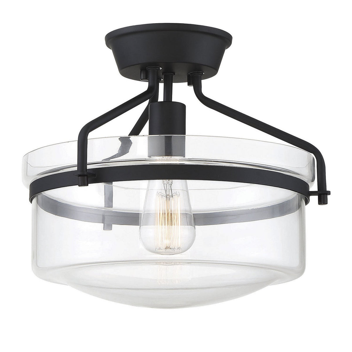Meridian - M60011MBK - One Light Semi-Flush Mount - Msemi - Matte Black