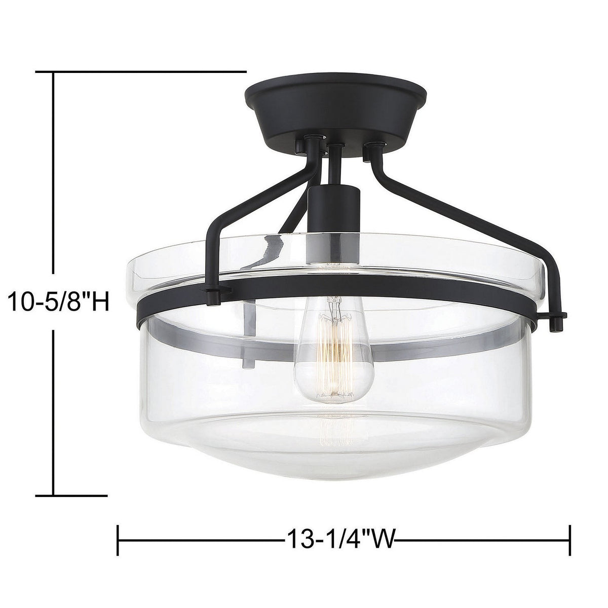 Meridian - M60011MBK - One Light Semi-Flush Mount - Msemi - Matte Black