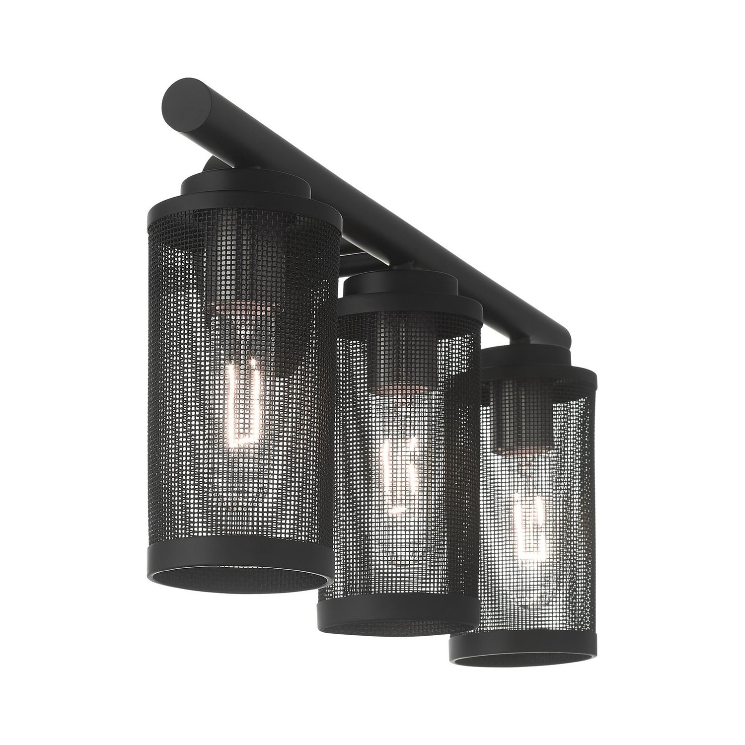 Livex Lighting - 14123-04 - Three Light Vanity - Industro - Black w/ Brushed Nickels