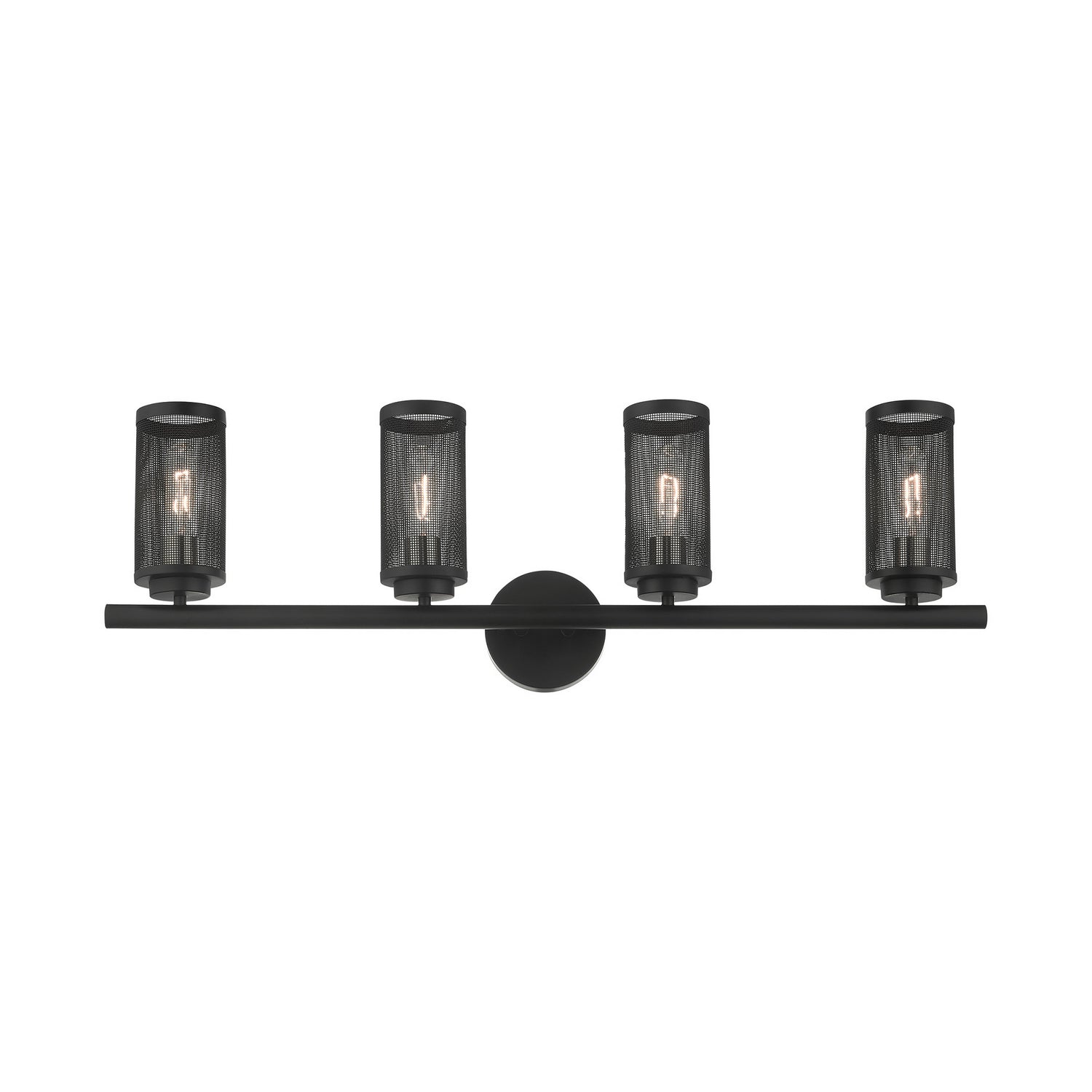 Livex Lighting - 14124-04 - Four Light Vanity - Industro - Black w/ Brushed Nickels