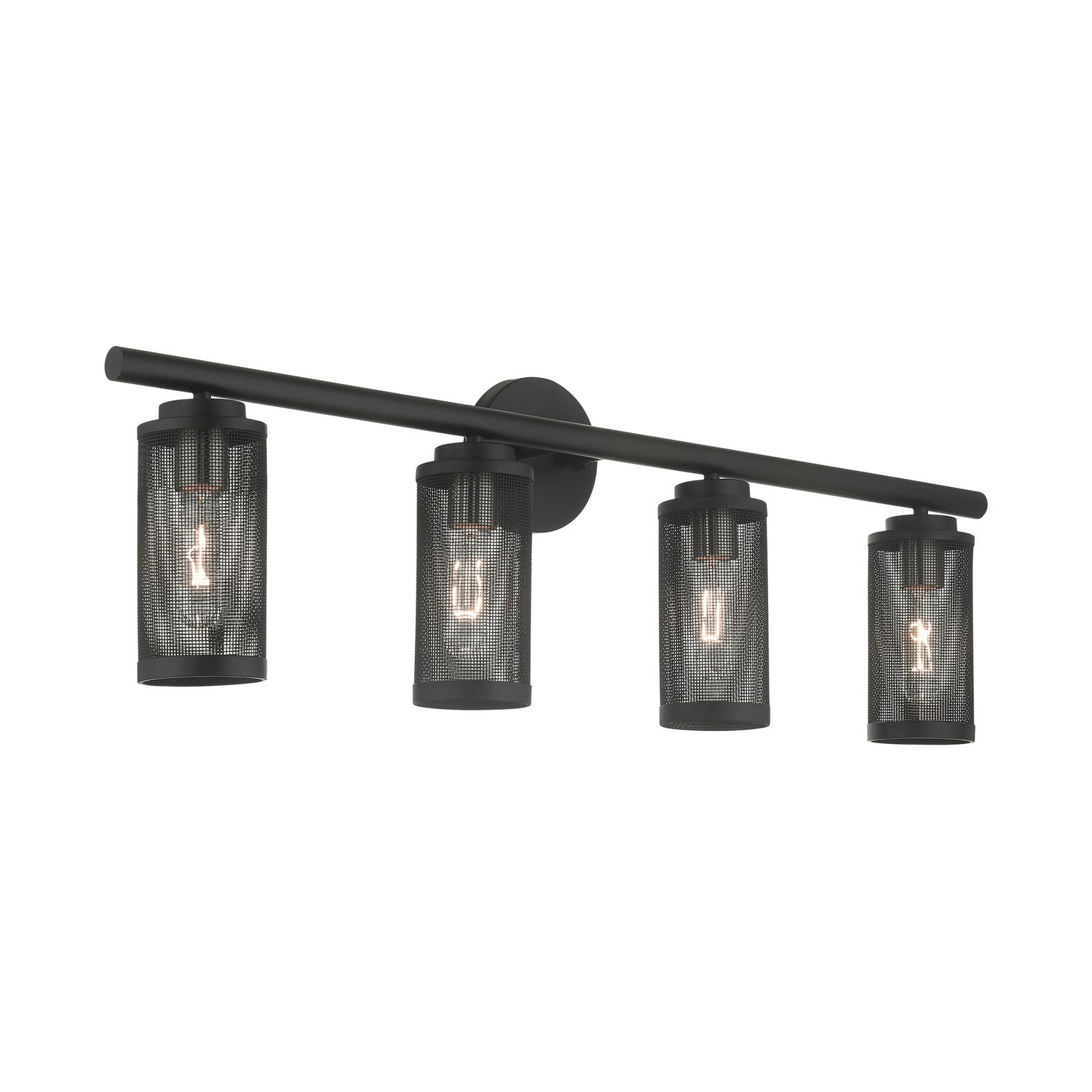 Livex Lighting - 14124-04 - Four Light Vanity - Industro - Black w/ Brushed Nickels