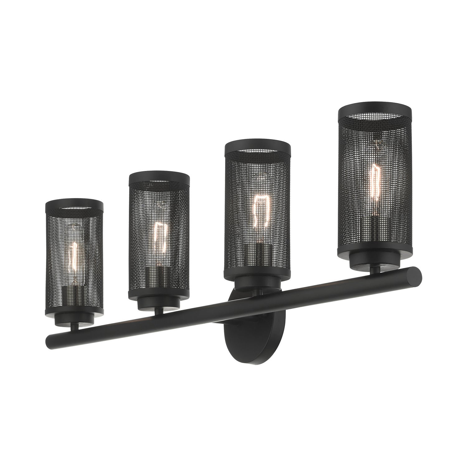 Livex Lighting - 14124-04 - Four Light Vanity - Industro - Black w/ Brushed Nickels