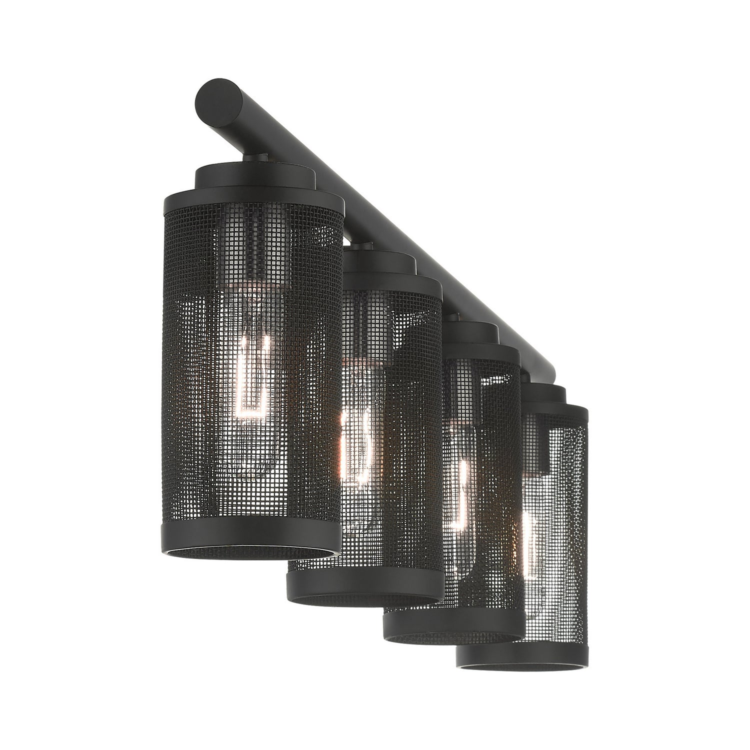 Livex Lighting - 14124-04 - Four Light Vanity - Industro - Black w/ Brushed Nickels
