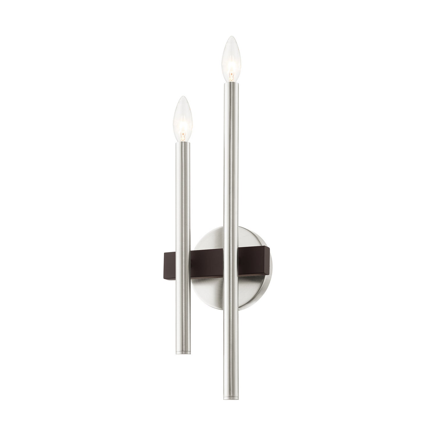 Livex Lighting - 15582-91 - Two Light Wall Sconce - Denmark - Brushed Nickel w/ Bronzes
