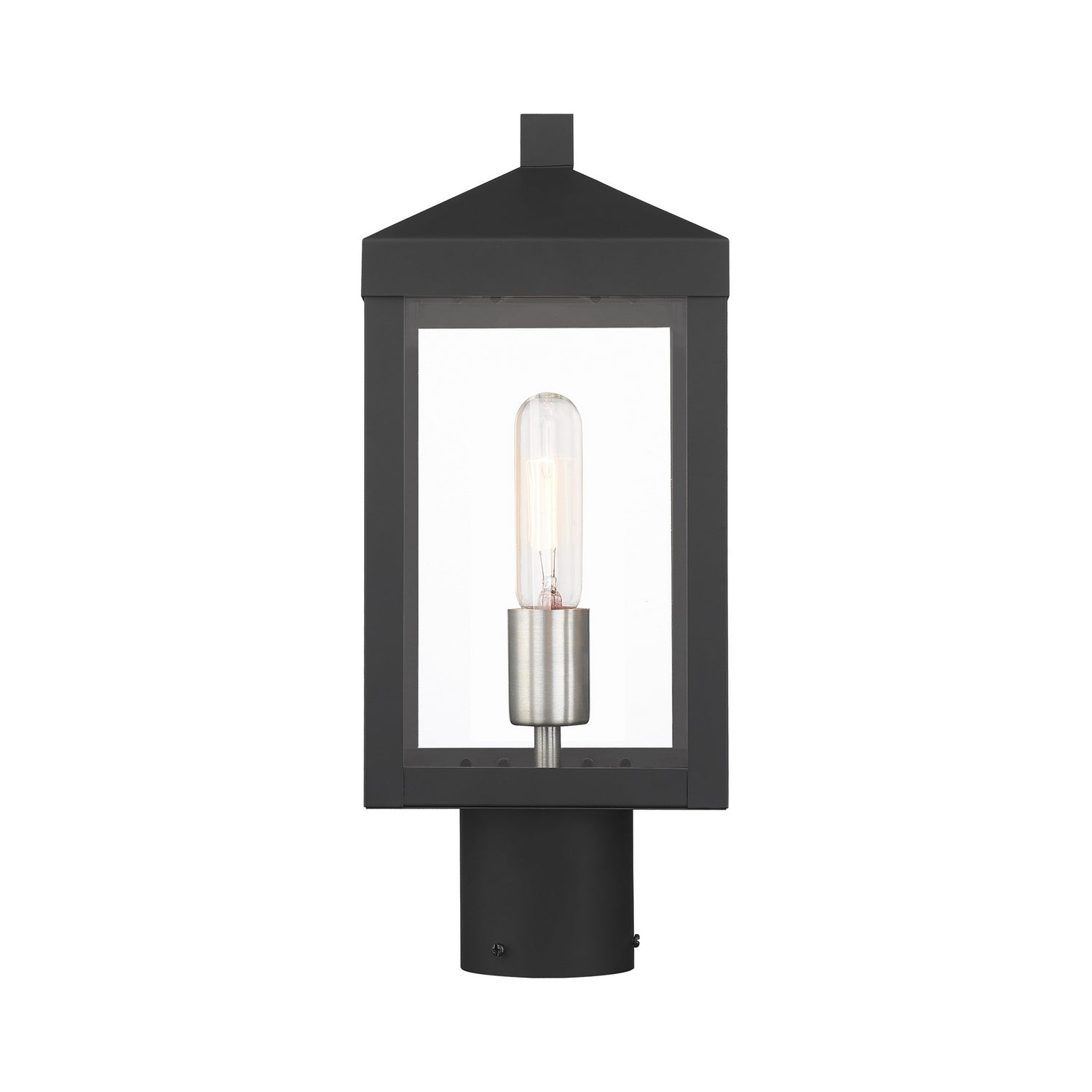 Livex Lighting - 20590-04 - One Light Outdoor Post Top Lantern - Nyack - Black w/ Brushed Nickel Cluster