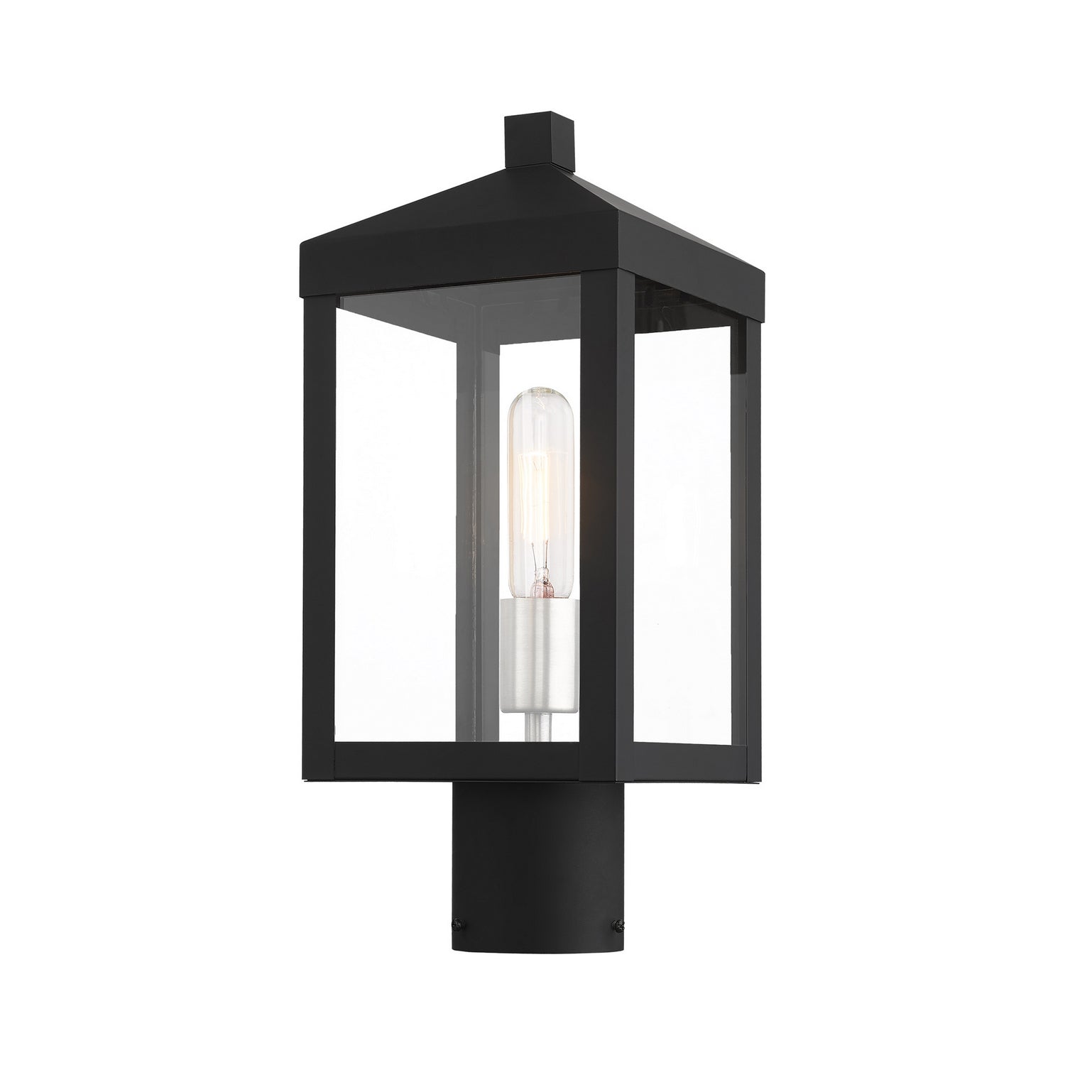 Livex Lighting - 20590-04 - One Light Outdoor Post Top Lantern - Nyack - Black w/ Brushed Nickel Cluster